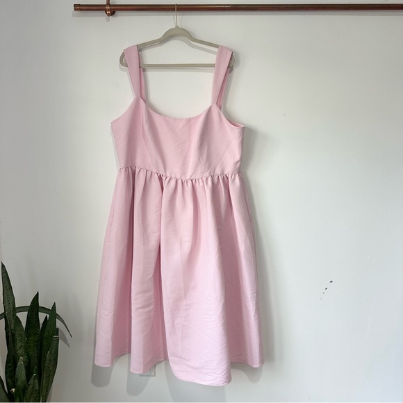 NEW Sachin Babi Blaine Square-Neck Taffeta A-Line Midi Dress Pink Anthropologie - Picture 2 of 5